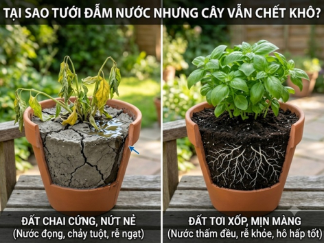 Đất trồng chậu bị "chai cứng" sau 3 tháng: Nguyên nhân và cách khắc phục triệt để.