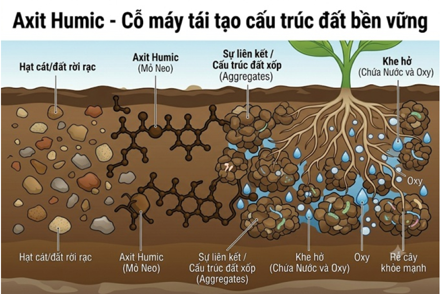 Axit Humic: "Chìa khóa vàng" giúp giải độc và tái sinh đất bạc màu
