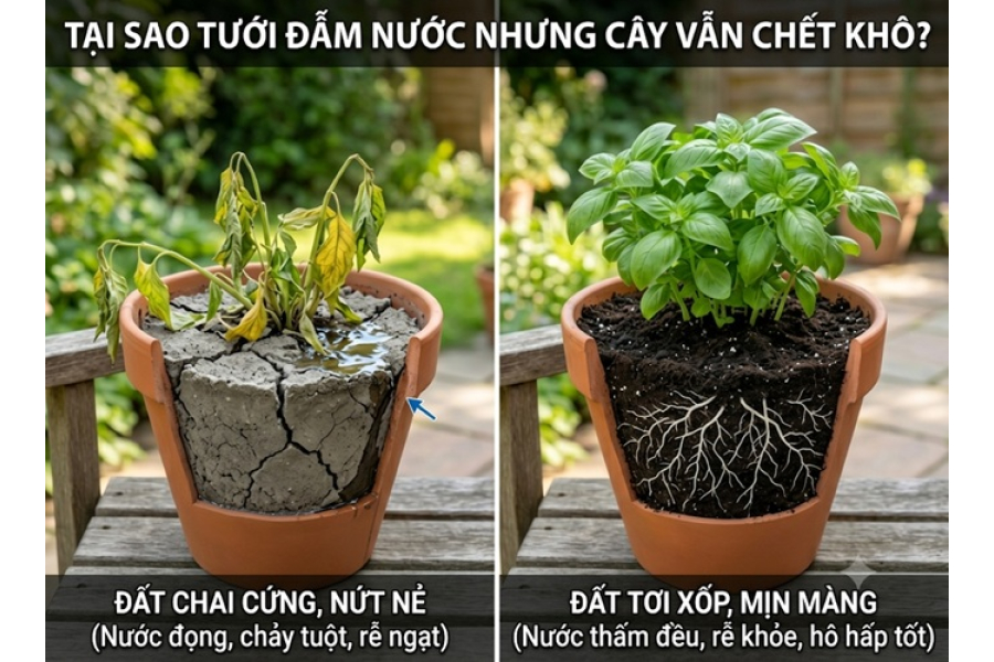 Đất trồng chậu bị "chai cứng" sau 3 tháng: Nguyên nhân và cách khắc phục triệt để.